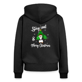 Pingouin Restez cool et joyeux Noël - Sweat à capuche zippé Premium bio Femme - noir - Dos - Julia (174cm)