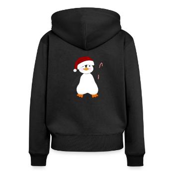 Christmas penguin - Women's Premium Organic Zip Hoodie - black - Back - Julia (174cm)