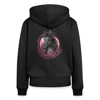 Pferd Sterne funkeln - Frauen Premium Bio Zip Hoodie - Schwarz - Hinten - Julia (174cm)