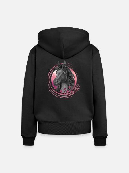 Horse stars sparkle - Women's Premium Organic Zip Hoodie - black