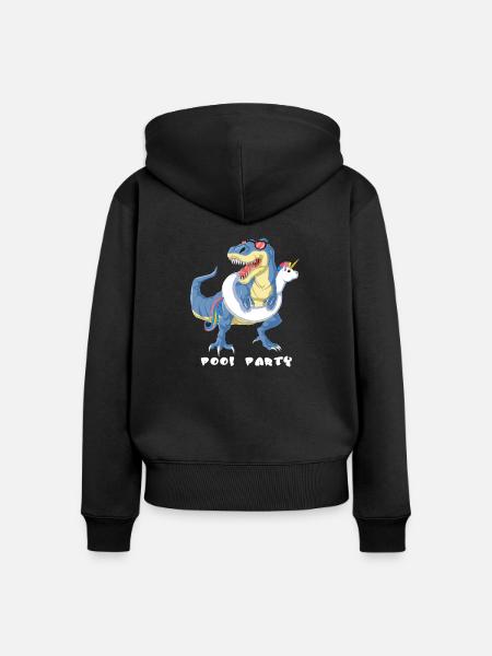 Dinosaurier-Pool-Party - Frauen Premium Bio Zip Hoodie - Schwarz