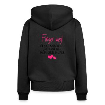 Hunde Kissen - Hund - Reserviert für den Hund - Frauen Premium Bio Zip Hoodie - Schwarz - Hinten - Julia (174cm)
