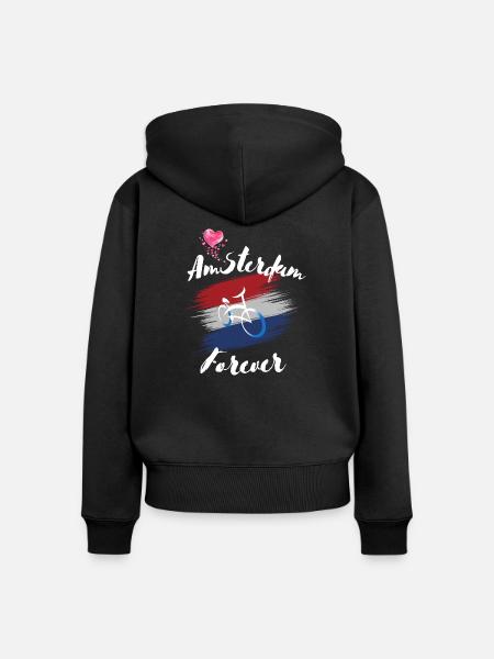 Amsterdam Forever - Frauen Premium Bio Zip Hoodie - Schwarz