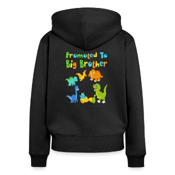 Enfin grand frère Dino - Sweat à capuche zippé Premium bio Femme - noir - Dos - Julia (174cm)