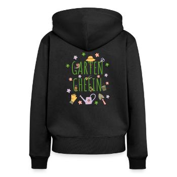 Garten Chefin Gärtnerin Geschenk Gartenarbeit Oma - Frauen Premium Bio Zip Hoodie - Schwarz - Hinten - Julia (174cm)