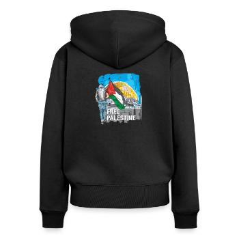 free palestine - Women's Premium Organic Zip Hoodie - black - Back - Julia (174cm)