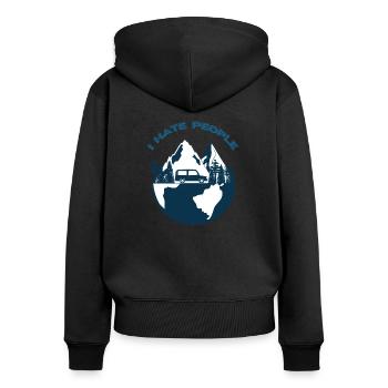 I Hate People Mountain Weekend Getaway - Women's Premium Organic Zip Hoodie - black - Back - Julia (174cm)