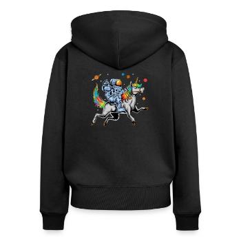 Astronaute chevauchant une licorne - Sweat à capuche zippé Premium bio Femme - noir - Dos - Julia (174cm)