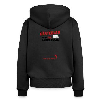 Gästebuch 50. Geburtstag - Frauen Premium Bio Zip Hoodie - Schwarz - Hinten - Julia (174cm)