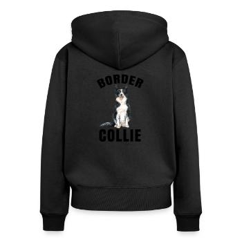 Border Collie - Border Collie Dog Gift - Women's Premium Organic Zip Hoodie - black - Back - Julia (174cm)