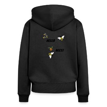 Bonjour les abeilles! - Sweat à capuche zippé Premium bio Femme - noir - Dos - Julia (174cm)