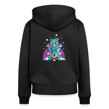Pastel Goth Voodoo Doll Kawaii Japanese Teddy Bear - Women's Premium Organic Zip Hoodie - black - Back - Julia (174cm)