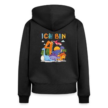 4. Geburtstag Ich Bin 4 Dinosaurier T-Rex Dino - Frauen Premium Bio Zip Hoodie - Schwarz - Hinten - Julia (174cm)