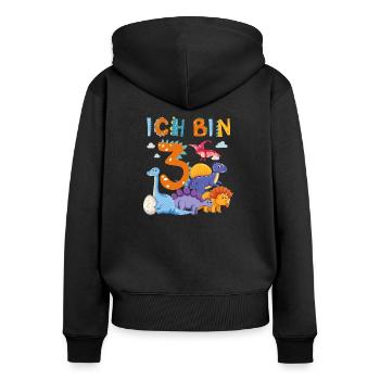 3. Geburtstag Ich Bin 3 Dinosaurier T-Rex Dino - Frauen Premium Bio Zip Hoodie - Schwarz - Hinten - Julia (174cm)