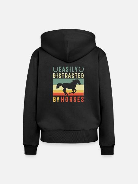 Pferde Ablenkung - Frauen Premium Bio Zip Hoodie - Schwarz