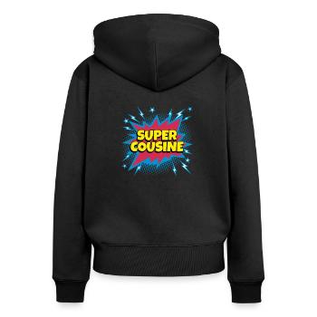 Super Cousine super héro supercousine - Sweat à capuche zippé Premium bio Femme - noir - Dos - Julia (174cm)