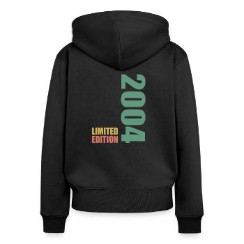 18. Geburtstag 18 Jahre 2004 Geschenk Retro - Frauen Premium Bio Zip Hoodie - Schwarz - Hinten - Julia (174cm)