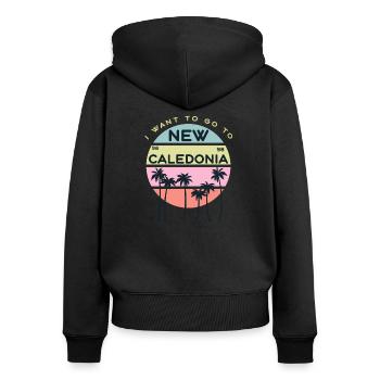 i want to go to New Caledonia - Sweat à capuche zippé Premium bio Femme - noir - Dos - Julia (174cm)