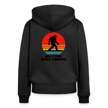 World Big Foot Versteckspiel - Frauen Premium Bio Zip Hoodie - Schwarz - Hinten - Julia (174cm)
