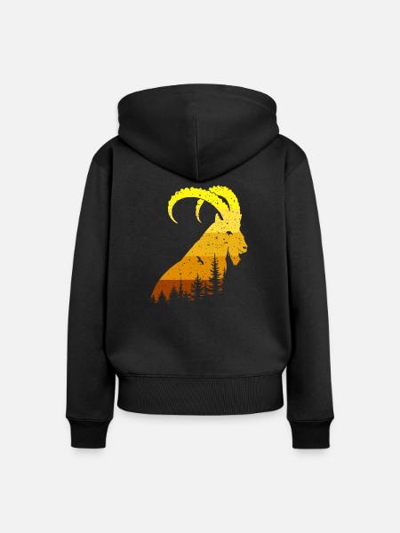 Steinbock - Frauen Premium Bio Zip Hoodie - Schwarz
