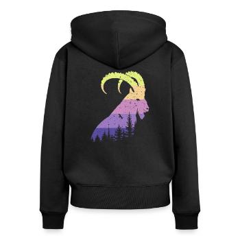 Capricorne - Sweat à capuche zippé Premium bio Femme - noir - Dos - Julia (174cm)