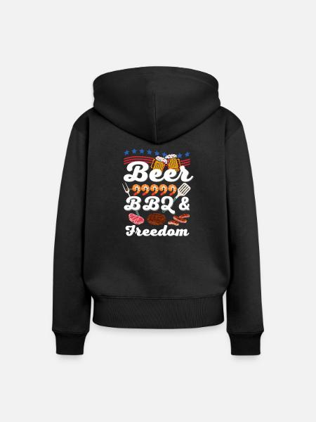 Biergrill & Freiheit - Frauen Premium Bio Zip Hoodie - Schwarz