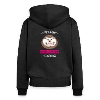 T-shirt Femme Fille Animal Jolie - Sweat à capuche zippé Premium bio Femme - noir - Dos - Julia (174cm)