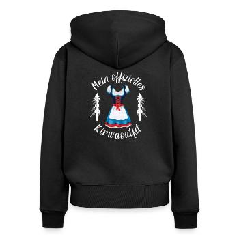Mein offizielles Kirwaoutfit Dirndl - Frauen Premium Bio Zip Hoodie - Schwarz - Hinten - Julia (174cm)
