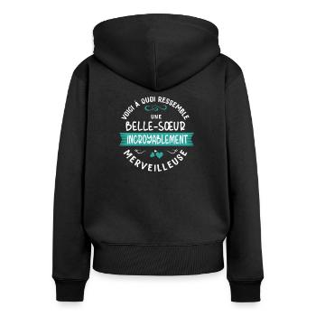 Lustiges Schwägerin Geschenk Spruch - Frauen Premium Bio Zip Hoodie - Schwarz - Hinten - Julia (174cm)