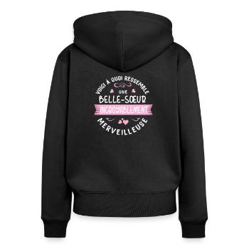 Lustiges Schwägerin Geschenk Spruch - Frauen Premium Bio Zip Hoodie - Schwarz - Hinten - Julia (174cm)
