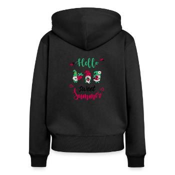 Gnomies Fraise - Sweat à capuche zippé Premium bio Femme - noir - Dos - Julia (174cm)