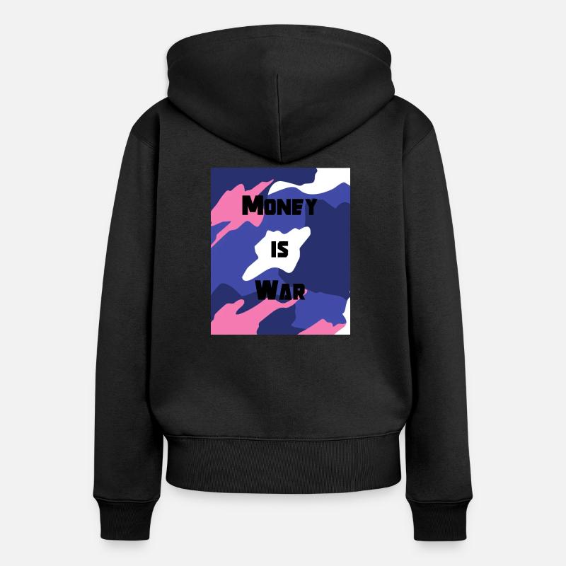 L’argent, c’est la guerre - Sweat à capuche zippé Premium bio Femme - noir