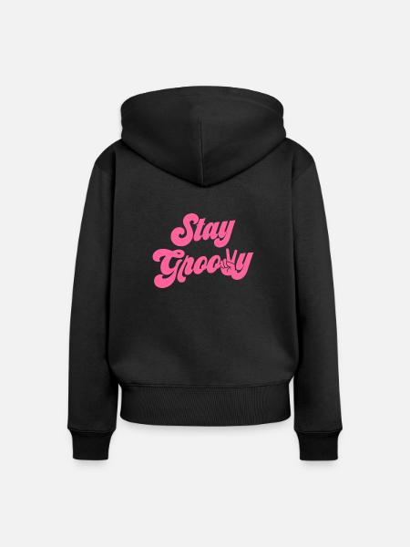 Stay Groovy - Frauen Premium Bio Zip Hoodie - Schwarz