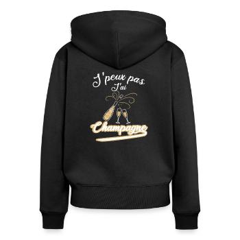 Femme humour Alcool jpeux pas j'ai - Sweat à capuche zippé Premium bio Femme - noir - Dos - Julia (174cm)