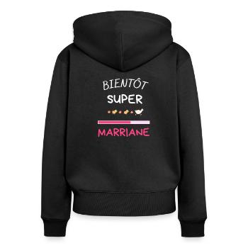 Bientôt Marraine Pour Futur Marraine Maman Baptême - Women's Premium Organic Zip Hoodie - black - Back - Julia (174cm)