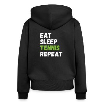 Eat Sleep Tennis Repeat Funny Tennis Enthusiast - Frauen Premium Bio Zip Hoodie - Schwarz - Hinten - Julia (174cm)
