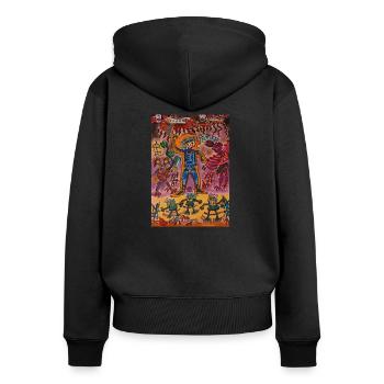 Drohende Bedrohung ... - Frauen Premium Bio Zip Hoodie - Schwarz - Hinten - Julia (174cm)