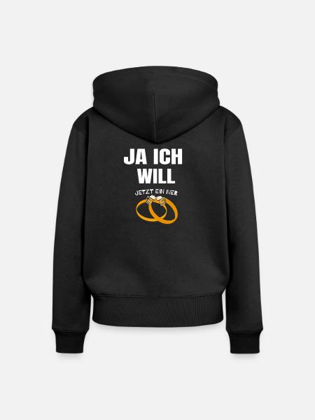 JA ICH WILL - Frauen Premium Bio Zip Hoodie - Schwarz