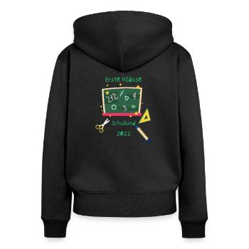 Erste Klasse Schulkind - Frauen Premium Bio Zip Hoodie - Schwarz - Hinten - Julia (174cm)