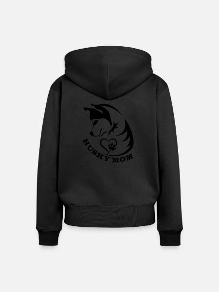 Husky Mom, Dierenliefhebbers - Premium økologisk hoodie med lynlås til kvinder - sort