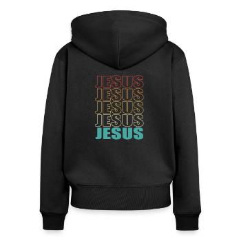 Jesus Gott Geschenk cool - Frauen Premium Bio Zip Hoodie - Schwarz - Hinten - Julia (174cm)
