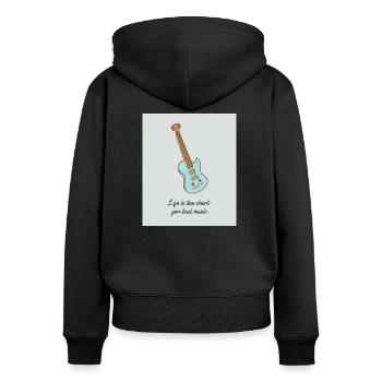 Life is too short for bad music - Gitarre - Frauen Premium Bio Zip Hoodie - Schwarz - Hinten - Julia (174cm)