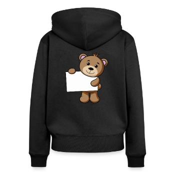 Teddy Schild - Frauen Premium Bio Zip Hoodie - Schwarz - Hinten - Julia (174cm)