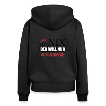 Erzgebirge Schwamme - Frauen Premium Bio Zip Hoodie - Schwarz - Hinten - Julia (174cm)