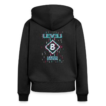 Jeu d’anniversaire niveau 8 Gaming Limited Edition Gamer - Sweat à capuche zippé Premium bio Femme - noir - Dos - Julia (174cm)