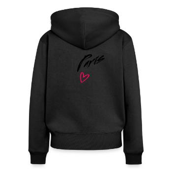 One Line Drawing Frau Eiffelturm Paris Herz - Frauen Premium Bio Zip Hoodie - Schwarz - Hinten - Julia (174cm)