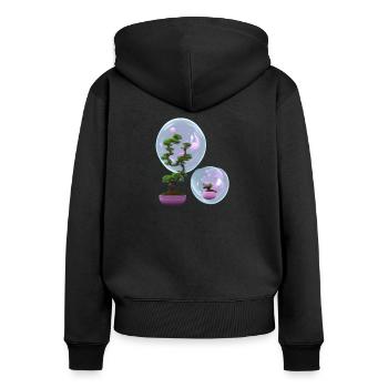 Bonsai - Frauen Premium Bio Zip Hoodie - Schwarz - Hinten - Julia (174cm)