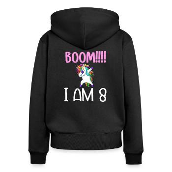 Dabbing birthday unicorn for kid 8 years old girl - Sweat à capuche zippé Premium bio Femme - noir - Dos - Julia (174cm)