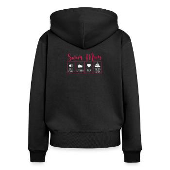 Swim Mom Inhalt Lustig Schwimmen Mama Schwimmer - Frauen Premium Bio Zip Hoodie - Schwarz - Hinten - Julia (174cm)