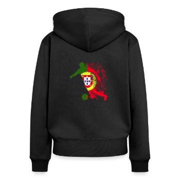 Equipe nationale Portugal Coupe du Monde - Sweat à capuche zippé Premium bio Femme - noir - Dos - Julia (174cm)